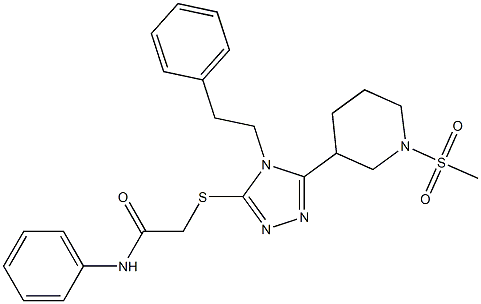 2-[[5-(1-methylsulfonylpiperidin-3-yl)-4-(2-phenylethyl)-1,2,4-triazol-3-yl]sulfanyl]-N-phenylacetamide 结构式