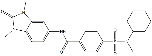 4-[cyclohexyl(methyl)sulfamoyl]-N-(1,3-dimethyl-2-oxobenzimidazol-5-yl)benzamide 结构式