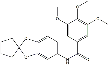 3,4,5-trimethoxy-N-spiro[1,3-benzodioxole-2,1'-cyclopentane]-5-ylbenzamide 结构式