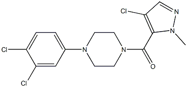 (4-chloro-2-methylpyrazol-3-yl)-[4-(3,4-dichlorophenyl)piperazin-1-yl]methanone 结构式