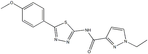 1-ethyl-N-[5-(4-methoxyphenyl)-1,3,4-thiadiazol-2-yl]pyrazole-3-carboxamide 结构式