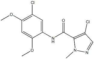 4-chloro-N-(5-chloro-2,4-dimethoxyphenyl)-2-methylpyrazole-3-carboxamide 结构式