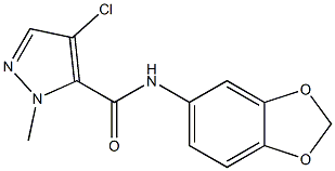 N-(1,3-benzodioxol-5-yl)-4-chloro-2-methylpyrazole-3-carboxamide 结构式