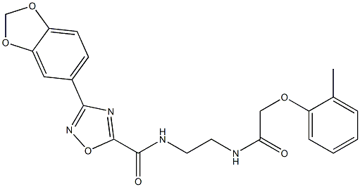 3-(1,3-benzodioxol-5-yl)-N-[2-[[2-(2-methylphenoxy)acetyl]amino]ethyl]-1,2,4-oxadiazole-5-carboxamide 结构式