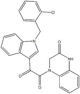 1-[1-[(2-chlorophenyl)methyl]indol-3-yl]-2-(3-oxo-2,4-dihydroquinoxalin-1-yl)ethane-1,2-dione 结构式