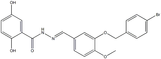 N-[(E)-[3-[(4-bromophenyl)methoxy]-4-methoxyphenyl]methylideneamino]-2,5-dihydroxybenzamide 结构式