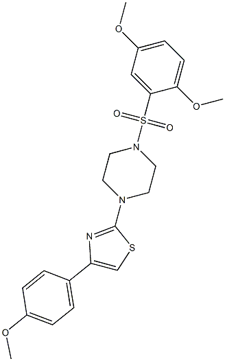 2-[4-(2,5-dimethoxyphenyl)sulfonylpiperazin-1-yl]-4-(4-methoxyphenyl)-1,3-thiazole 结构式