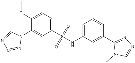 4-methoxy-N-[3-(4-methyl-1,2,4-triazol-3-yl)phenyl]-3-(tetrazol-1-yl)benzenesulfonamide 结构式