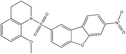 8-methoxy-1-(7-nitrodibenzofuran-2-yl)sulfonyl-3,4-dihydro-2H-quinoline 结构式