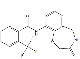 N-(7-methyl-3-oxo-4,5-dihydro-1,4-benzoxazepin-9-yl)-2-(trifluoromethyl)benzamide 结构式