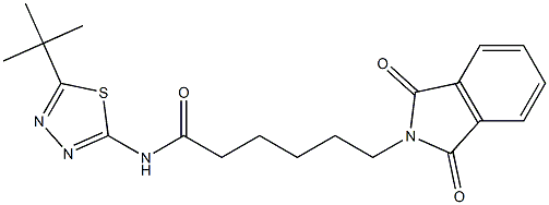 N-(5-tert-butyl-1,3,4-thiadiazol-2-yl)-6-(1,3-dioxoisoindol-2-yl)hexanamide 结构式