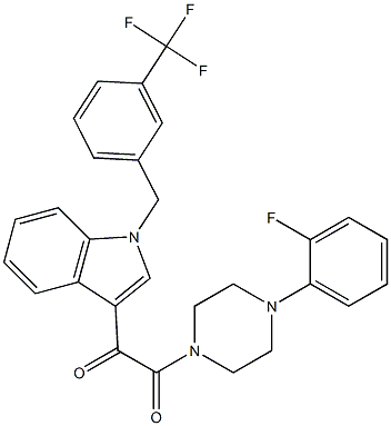 1-[4-(2-fluorophenyl)piperazin-1-yl]-2-[1-[[3-(trifluoromethyl)phenyl]methyl]indol-3-yl]ethane-1,2-dione 结构式