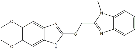 5,6-dimethoxy-2-[(1-methylbenzimidazol-2-yl)methylsulfanyl]-1H-benzimidazole 结构式