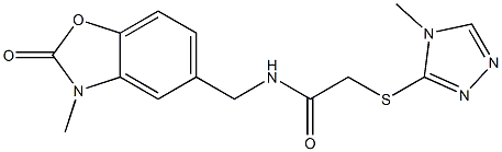 N-[(3-methyl-2-oxo-1,3-benzoxazol-5-yl)methyl]-2-[(4-methyl-1,2,4-triazol-3-yl)sulfanyl]acetamide 结构式