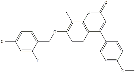 7-[(4-chloro-2-fluorophenyl)methoxy]-4-(4-methoxyphenyl)-8-methylchromen-2-one 结构式