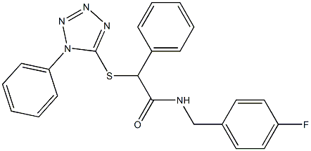 N-[(4-fluorophenyl)methyl]-2-phenyl-2-(1-phenyltetrazol-5-yl)sulfanylacetamide 结构式