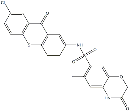 N-(7-chloro-9-oxothioxanthen-2-yl)-6-methyl-3-oxo-4H-1,4-benzoxazine-7-sulfonamide 结构式