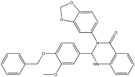 3-(1,3-benzodioxol-5-yl)-2-(3-methoxy-4-phenylmethoxyphenyl)-1,2-dihydroquinazolin-4-one 结构式