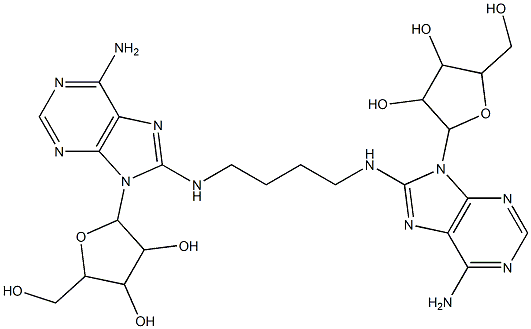 2-[6-amino-8-[4-[[6-amino-9-[3,4-dihydroxy-5-(hydroxymethyl)oxolan-2-yl]purin-8-yl]amino]butylamino]purin-9-yl]-5-(hydroxymethyl)oxolane-3,4-diol 结构式