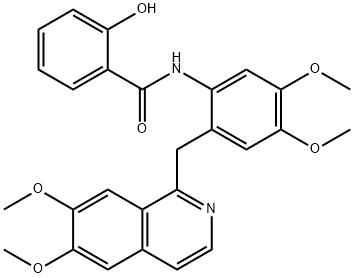 N-[2-[(6,7-dimethoxyisoquinolin-1-yl)methyl]-4,5-dimethoxyphenyl]-2-hydroxybenzamide 结构式