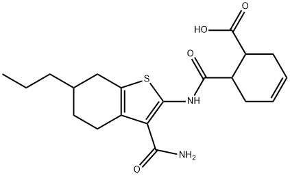 6-[(3-carbamoyl-6-propyl-4,5,6,7-tetrahydro-1-benzothiophen-2-yl)carbamoyl]cyclohex-3-ene-1-carboxylic acid 结构式