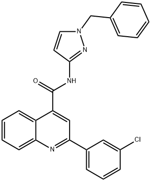 N-(1-benzylpyrazol-3-yl)-2-(3-chlorophenyl)quinoline-4-carboxamide 结构式