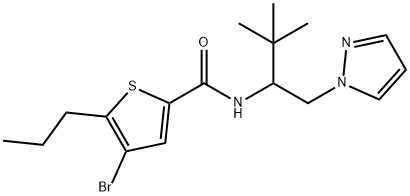 4-bromo-N-(3,3-dimethyl-1-pyrazol-1-ylbutan-2-yl)-5-propylthiophene-2-carboxamide 结构式