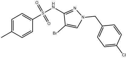 N-[4-bromo-1-[(4-chlorophenyl)methyl]pyrazol-3-yl]-4-methylbenzenesulfonamide 结构式