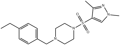 1-(1,3-dimethylpyrazol-4-yl)sulfonyl-4-[(4-ethylphenyl)methyl]piperazine 结构式