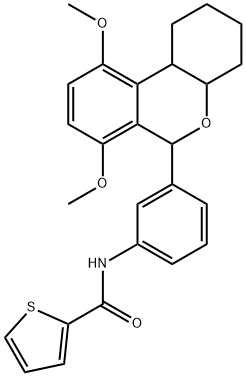 N-[3-(7,10-dimethoxy-2,3,4,4a,6,10b-hexahydro-1H-benzo[c]chromen-6-yl)phenyl]thiophene-2-carboxamide 结构式