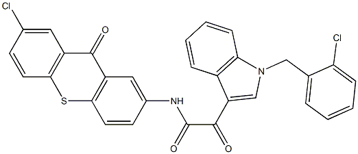 N-(7-chloro-9-oxothioxanthen-2-yl)-2-[1-[(2-chlorophenyl)methyl]indol-3-yl]-2-oxoacetamide 结构式