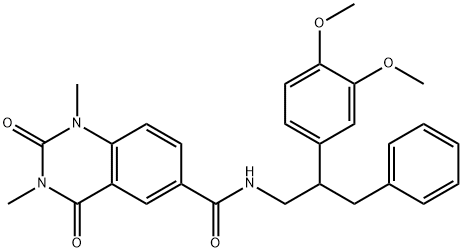 N-[2-(3,4-dimethoxyphenyl)-3-phenylpropyl]-1,3-dimethyl-2,4-dioxoquinazoline-6-carboxamide 结构式