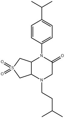 1-(3-methylbutyl)-6,6-dioxo-4-(4-propan-2-ylphenyl)-4a,5,7,7a-tetrahydro-2H-thieno[3,4-b]pyrazin-3-one 结构式