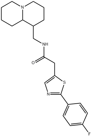 N-(2,3,4,6,7,8,9,9a-octahydro-1H-quinolizin-1-ylmethyl)-2-[2-(4-fluorophenyl)-1,3-thiazol-5-yl]acetamide 结构式