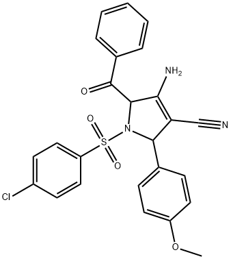 4-amino-5-benzoyl-1-(4-chlorophenyl)sulfonyl-2-(4-methoxyphenyl)-2,5-dihydropyrrole-3-carbonitrile 结构式