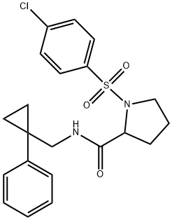 1-(4-chlorophenyl)sulfonyl-N-[(1-phenylcyclopropyl)methyl]pyrrolidine-2-carboxamide 结构式