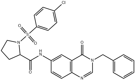 N-(3-benzyl-4-oxoquinazolin-6-yl)-1-(4-chlorophenyl)sulfonylpyrrolidine-2-carboxamide 结构式