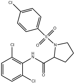 1-(4-chlorophenyl)sulfonyl-N-(2,6-dichlorophenyl)pyrrolidine-2-carboxamide 结构式
