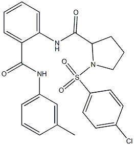 1-(4-chlorophenyl)sulfonyl-N-[2-[(3-methylphenyl)carbamoyl]phenyl]pyrrolidine-2-carboxamide 结构式