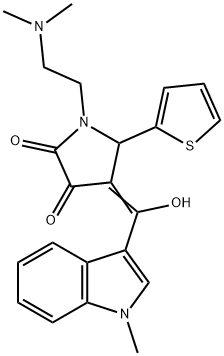 (4E)-1-[2-(dimethylamino)ethyl]-4-[hydroxy-(1-methylindol-3-yl)methylidene]-5-thiophen-2-ylpyrrolidine-2,3-dione 结构式