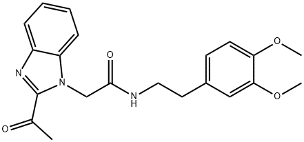 2-(2-acetylbenzimidazol-1-yl)-N-[2-(3,4-dimethoxyphenyl)ethyl]acetamide 结构式