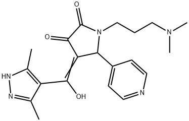 (4E)-1-[3-(dimethylamino)propyl]-4-[(3,5-dimethyl-1H-pyrazol-4-yl)-hydroxymethylidene]-5-pyridin-4-ylpyrrolidine-2,3-dione 结构式