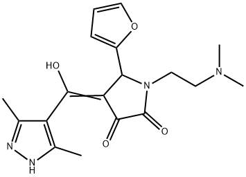 (4E)-1-[2-(dimethylamino)ethyl]-4-[(3,5-dimethyl-1H-pyrazol-4-yl)-hydroxymethylidene]-5-(furan-2-yl)pyrrolidine-2,3-dione 结构式