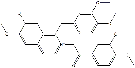 1-(3,4-dimethoxyphenyl)-2-[1-[(3,4-dimethoxyphenyl)methyl]-6,7-dimethoxyisoquinolin-2-ium-2-yl]ethanone 结构式