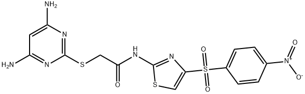 2-(4,6-diaminopyrimidin-2-yl)sulfanyl-N-[4-(4-nitrophenyl)sulfonyl-1,3-thiazol-2-yl]acetamide 结构式