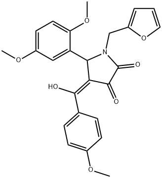 (4E)-5-(2,5-dimethoxyphenyl)-1-(furan-2-ylmethyl)-4-[hydroxy-(4-methoxyphenyl)methylidene]pyrrolidine-2,3-dione 结构式