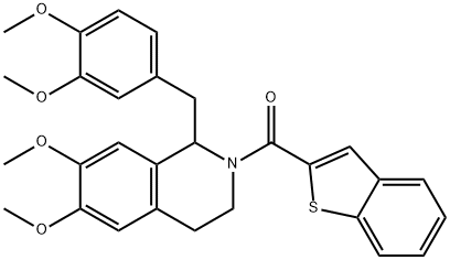 1-benzothiophen-2-yl-[1-[(3,4-dimethoxyphenyl)methyl]-6,7-dimethoxy-3,4-dihydro-1H-isoquinolin-2-yl]methanone 结构式