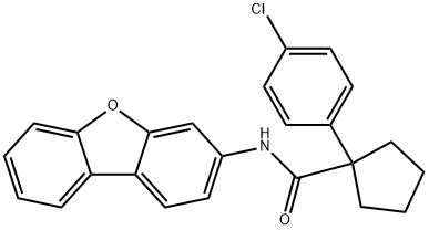 1-(4-chlorophenyl)-N-dibenzofuran-3-ylcyclopentane-1-carboxamide 结构式