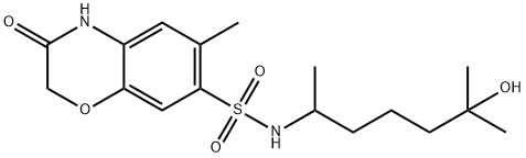 N-(6-hydroxy-6-methylheptan-2-yl)-6-methyl-3-oxo-4H-1,4-benzoxazine-7-sulfonamide 结构式