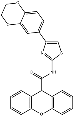 N-[4-(2,3-dihydro-1,4-benzodioxin-6-yl)-1,3-thiazol-2-yl]-9H-xanthene-9-carboxamide 结构式